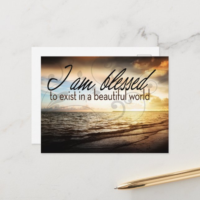 "I am blessed to exist" Motivation Affirmation Postcard (Front/Back In Situ)
