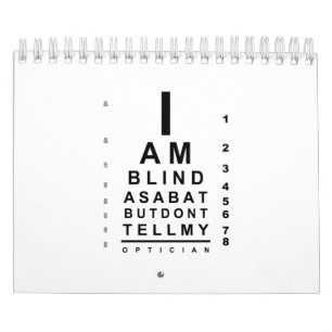 I am blind as a bat eye chart calendar