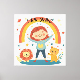 I Am Brave - Kids Affirmation Stretched Canvas Print