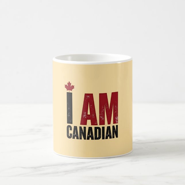 I Am Canadian – Patriotic Statement & Maple leaf Coffee Mug (Center)