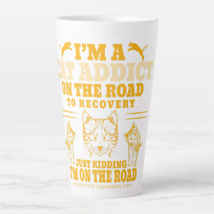 i am cat addict on the road to recovery cat love latte mug