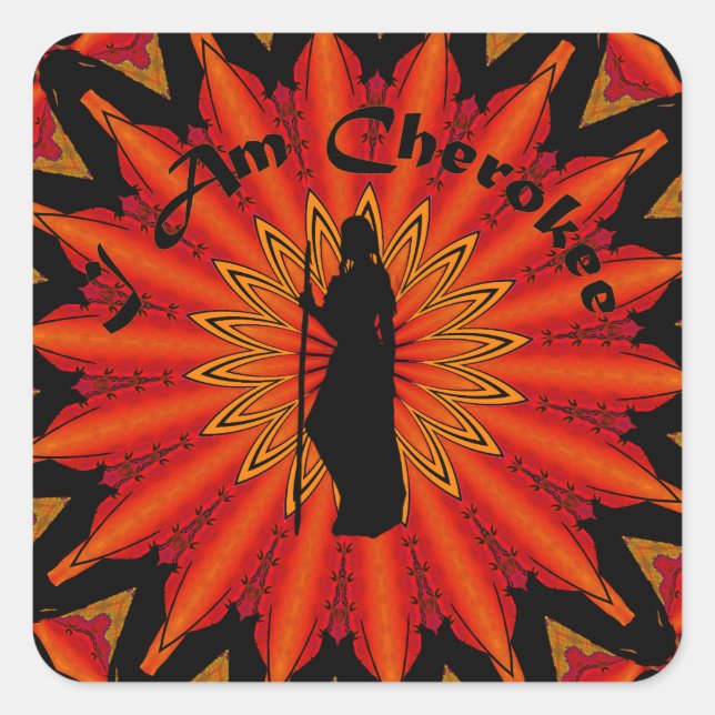 I am Cherokee Square Sticker (Front)