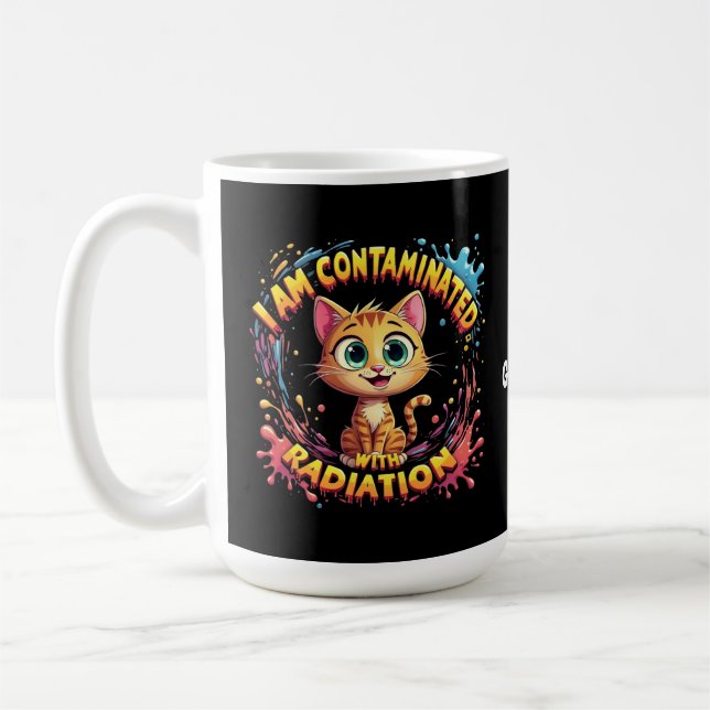 I Am Contaminated with Radiation Japanese Cat Meme Coffee Mug (Left)