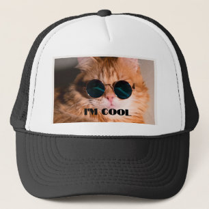 I am Cool Cat with Cooling Glass Animal lover-Cap Trucker Hat