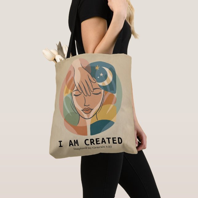 I Am Created - Creator's Hand Tote Bag (Close Up)