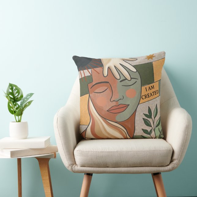 I AM CREATED - Hand of Grace Throw Pillow (Chair)