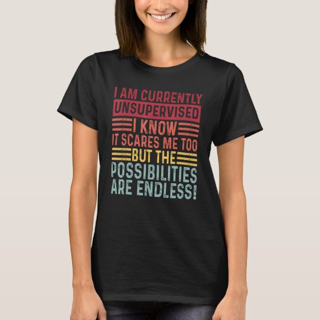 I Am Currently Unsupervised But Possibilities Are  T-Shirt (Front)