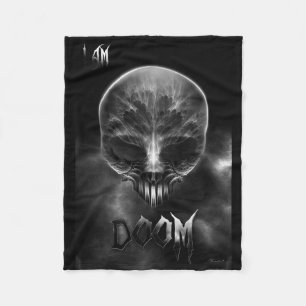 I Am Doom Fractal Skull Fleece Blanket