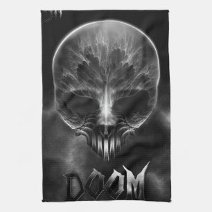 I Am Doom Fractal Skull Kitchen Towel