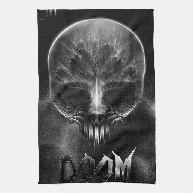 I Am Doom Fractal Skull Kitchen Towel (Vertical)