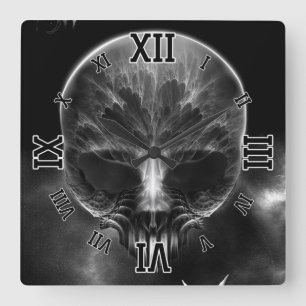 I Am Doom Fractal Skull Square Wall Clock