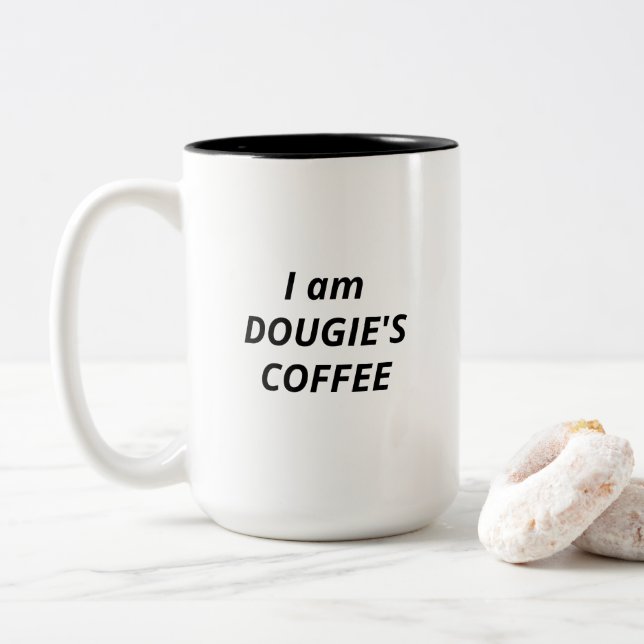 I Am Dougie's Coffee Two-Tone Coffee Mug (With Donut)
