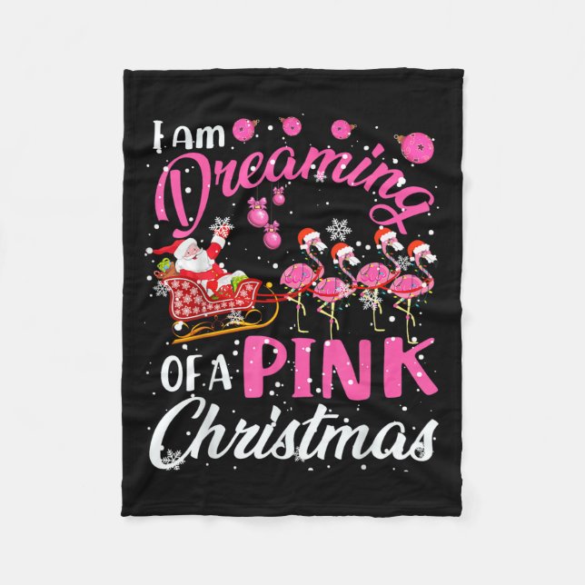 I Am Dreaming Of A Xmas With Nk Santa Flamingos Sl Fleece Blanket (Front)