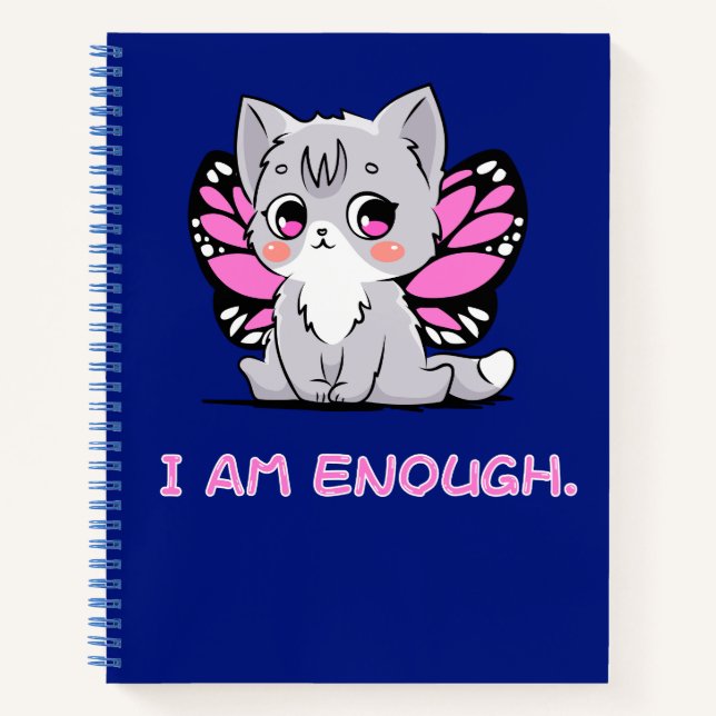 I AM Enough. Cute kitten with wings! journal (Front)