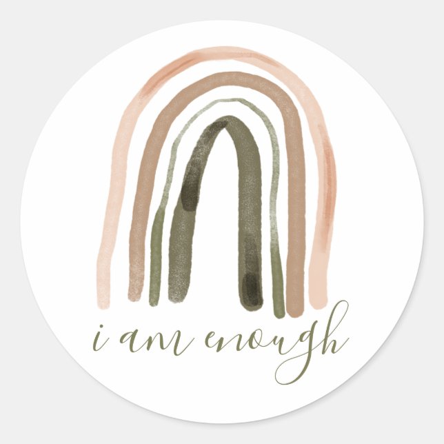 I Am Enough Inspiring Affirmation Classic Round Sticker (Front)