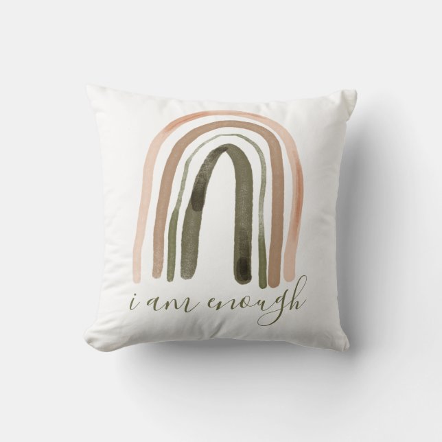 I Am Enough Inspiring Affirmation Throw Pillow (Front)