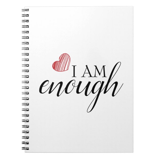I Am Enough Simple Inspiring Affirmation Quote Notebook (Front)