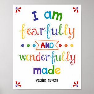 I Am Fearfully And Wonderfully Made Kids Christian Poster