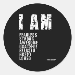 I Am Fearless, Strong, Blessed Loved God Motivatio Classic Round Sticker