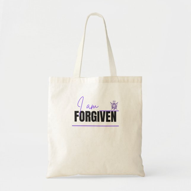 I Am Forgiven Christian Tote Bag (Front)