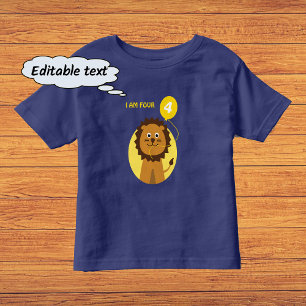 I am four lion yellow balloon toddler t-shirt