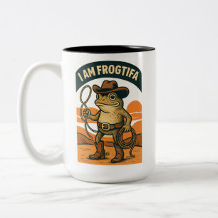 I Am Frogtifa Cowboy – Funny Frog Meme Two-Tone Coffee Mug