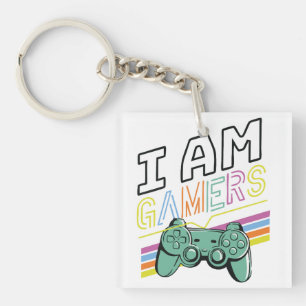 I Am Gamers – Retro Neon Gaming Design Keychain
