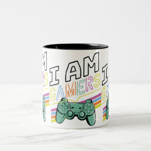 I Am Gamers – Retro Neon Gaming Design Two-Tone Coffee Mug