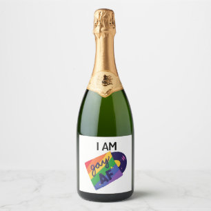 I Am Gay AF Funny LGBT Pride Month  Sparkling Wine Label