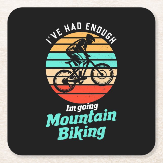 I Am Going Mountain Biking Square Paper Coaster (Front)