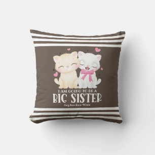 I Am Going To Be A Big Sister Baby Announcement Throw Pillow