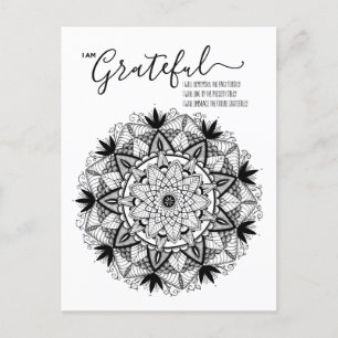 I AM Grateful Affirmation and Intention Mandala Postcard