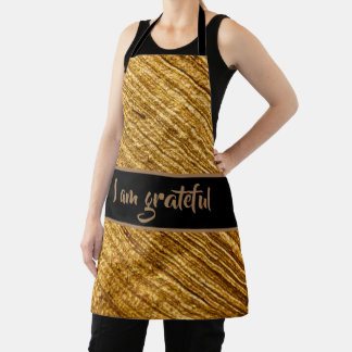I am Grateful Apron Gold Brown Modern