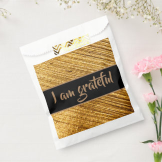 I am Grateful Favour Bags Gold Brown Modern