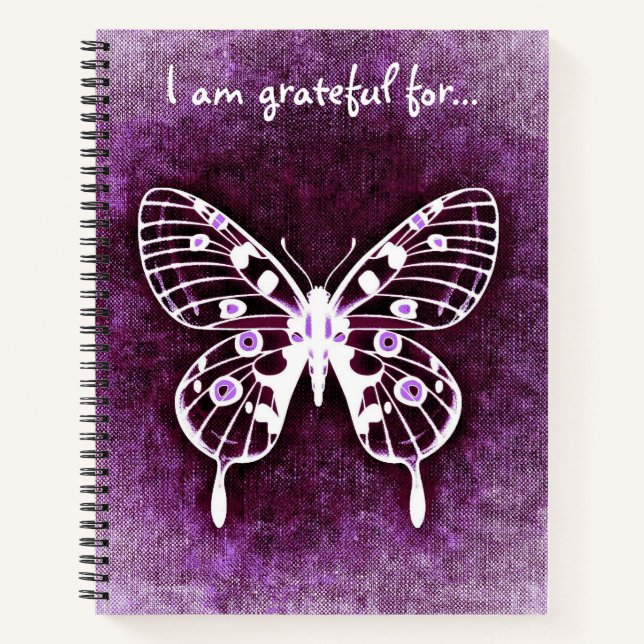 I am grateful for Purple Butterfly Large Notebook (Front)