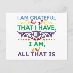 I Am Grateful Postcard