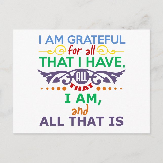 I Am Grateful Postcard (Front)