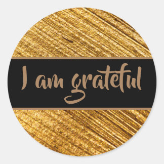 I am Grateful Sticker Gold Brown Modern Abstract