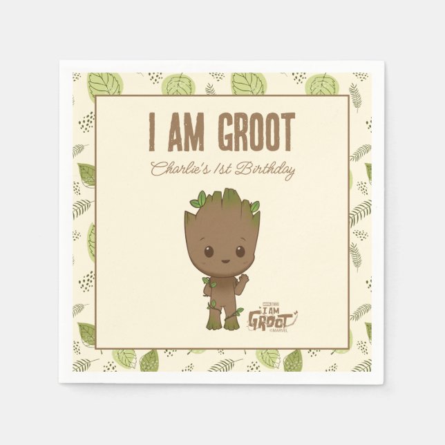 I am Groot | 1st Birthday Napkin (Front)