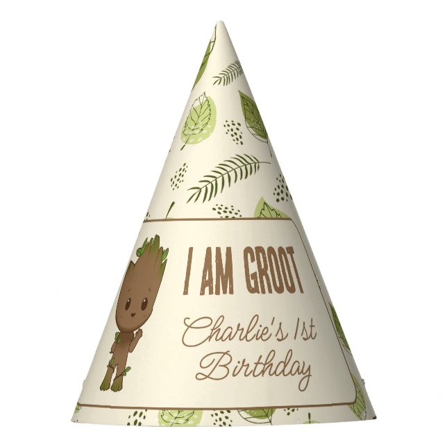 I am Groot | 1st Birthday Party Hat (Front)
