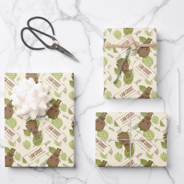 I am Groot | 1st Birthday Wrapping Paper Sheet (Front)