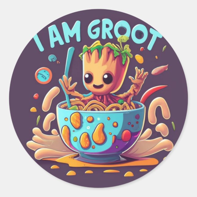 I am Groot Classic Round Sticker (Front)