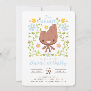 I am Groot Girl's Floral Birthday Invitation