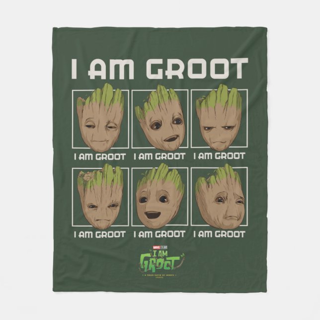 I Am Groot Moods Fleece Blanket (Front)