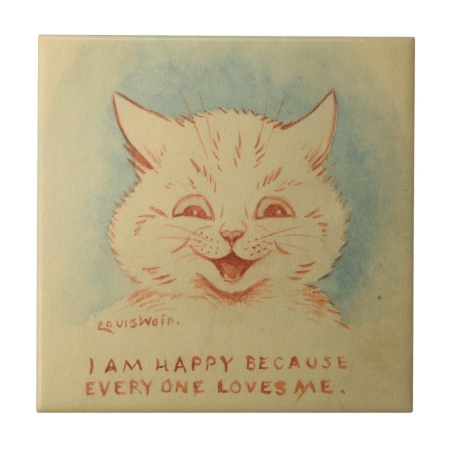 I Am Happy Because Everyone Loves Me (Cute Kitten) Tile (Front)
