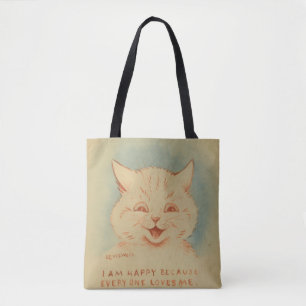 I Am Happy Because Everyone Loves Me (Cute Kitty) Tote Bag