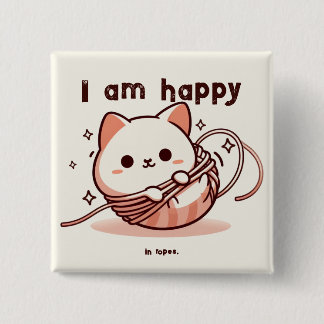 I Am Happy in Ropes 2 Inch Square Button