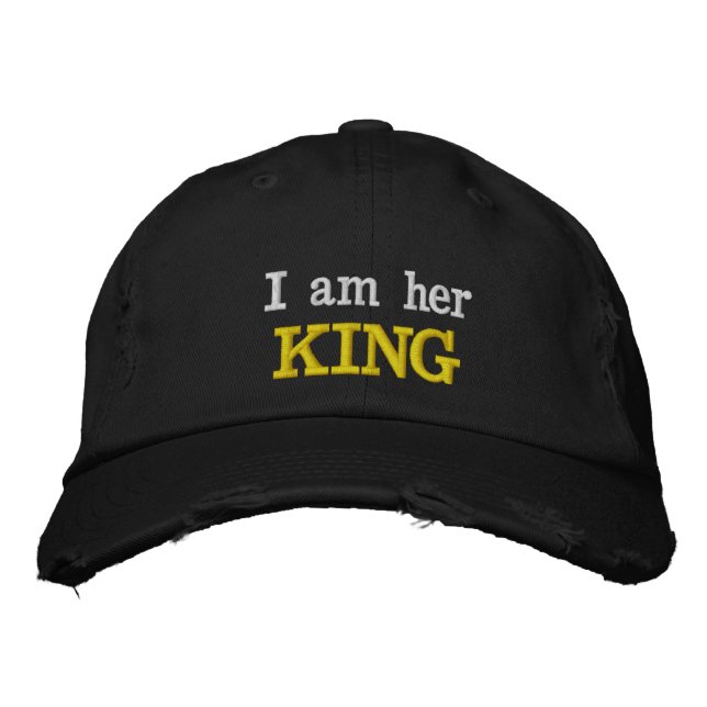 I am Her King Matching Couple Fashion For Him Embroidered Hat (Front)
