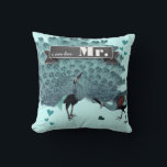 I am Her Mr. Peacock Pillow<br><div class="desc">Teal Aqua Vintage Modern Peacock Wedding Invitations</div>