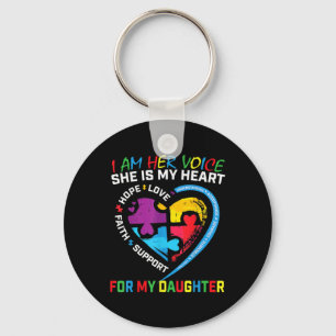 I Am Her Voice Daughter Autism Awareness Mom Dad P Keychain